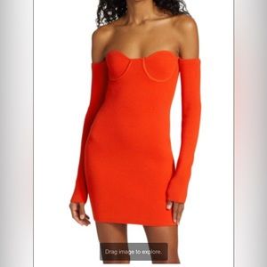 Off the shoulder long sleeve body con dress - Helmut Lang in bright orange